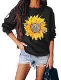 Women Long Sleeve Leopard Sunflower Sweatshirt Floral Leopard Shirt