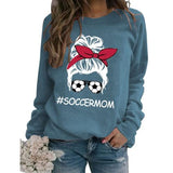 Women Soccer Messy Bun Graphic Sweatshirt Soccermom Shirt