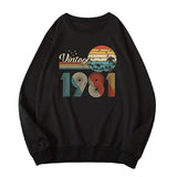 Vintage 1981 Sweatshirt 40 Years Old Birthday Gift Long Sleeve Shirt for Women