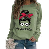 Women Soccer Messy Bun Graphic Sweatshirt Soccermom Shirt