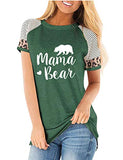 Women Short Leopard & Stripe Sleeve Mama Bear T-Shirt