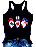 Women American Flag Gnomes Love Heart Tank Top Patriotic Gnomes Shirt