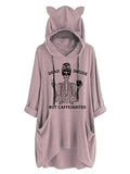 Dead Inside But Caffeinated Sunflower Women Long Sleeve Hoodies Skull Shirt for Women