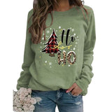 Women Ho Ho Ho Christmas Sweatshirt Christmas Tree Snowflake Graphic Shirt