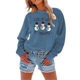 Women Chillin? with My Snowmies Sweatshirt Long Sleeve Snowman Shirt