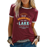 Women Day Drinking Shirt Day Drinking On The Lake is My Happy Place Tees