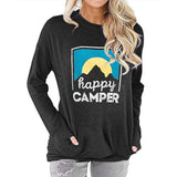 Happy Camper Blouse Women Funny Graphic Hiking Shirt