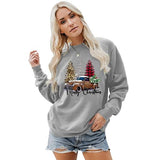 Women Merry Christmas Sweatshirt Christmas Tree Car Shirt
