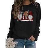 Women Long Sleeve Buffalo Plaid & Leopard Santa Sweatshirt Christmas Santa Sweatshirt