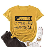 Valentines Day Heart Tees Women Warning I Steal Hearts Funny Graphic Shirt