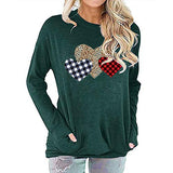 Women Buffalo Plaid & Leopard Heart Blouse with Pockets
