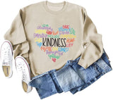 Damen Sweatshirt mit Aufschrift „Kindheit, Liebe, Herz“, langärmelig