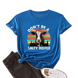 T-Shirt manches courtes femme, ample et populaire, humoristique, en forme de vache, ne soyez pas une génisse salée