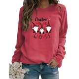 Damen Langarmshirt „Chillin with My Gnomes“ Weihnachtspullover Weihnachtsshirt
