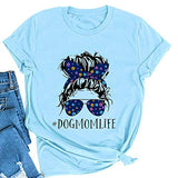 Women Dog Mom Life T-Shirt Cute Graphic Shirt for Dog Lovers