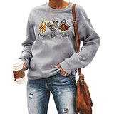 Sweatshirt mit Aufschrift „Peace Love Turkey“ für Damen, Thanksgiving-Grafik, Kleidungsshirt