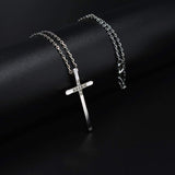 Collier croix femme 18 carats or rose rempli d’argent, longs et grands colliers croix maigres simples, idées pour sa mère, sa fille, sa sœur, sa femme 