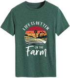 Funny Farming Shirt Women Life is Better on The Farm Tees Tops