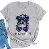 Women Dog Mom Life T-Shirt Cute Graphic Shirt for Dog Lovers