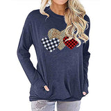 Women Buffalo Plaid & Leopard Heart Blouse with Pockets