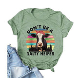 T-Shirt manches courtes femme, ample et populaire, humoristique, en forme de vache, ne soyez pas une génisse salée