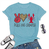 Femmes Peace Love Crawfish T-Shirt Crawfish Chemise graphique