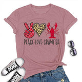 Femmes Peace Love Crawfish T-Shirt Crawfish Chemise graphique