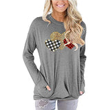 Women Long Sleeve Buffalo Plaid & Leopard Heart Blouse with Pockets