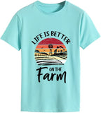 Funny Farming Shirt Women Life is Better on The Farm Tees Tops