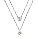 NEHZUS Titan-Halskette in Roségold-Beschichtung, doppellagig, herzförmig, mit Diamanten als Geschenk für die Freundin