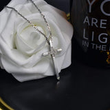Collier croix femme 18 carats or rose rempli d’argent, longs et grands colliers croix maigres simples, idées pour sa mère, sa fille, sa sœur, sa femme 