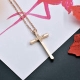 Collier croix femme 18 carats or rose rempli d’argent, longs et grands colliers croix maigres simples, idées pour sa mère, sa fille, sa sœur, sa femme 
