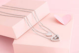 Love Heart Womens Necklace Stainless Steel Gold Plated Pendant Necklaces for Mom Inlay 5A Cubic Zirconia Personalized Moms Necklace with Kid’s Name