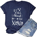 Valentines Day Shirts Women It's All About The Love Heart Tee Tops