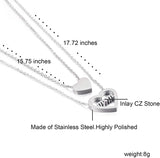 Love Heart Womens Necklace Stainless Steel Gold Plated Pendant Necklaces for Mom Inlay 5A Cubic Zirconia Personalized Moms Necklace with Kid’s Name