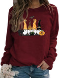 Women Black Cat Gnome Pumpkin Bat Halloween Costume Sweatshirt
