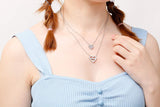 Love Heart Womens Necklace Stainless Steel Gold Plated Pendant Necklaces for Mom Inlay 5A Cubic Zirconia Personalized Moms Necklace with Kid’s Name