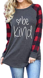 Be Kind Bluse mit langen karierten Ärmeln für Damen