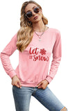 Women Let It Snow Long Sleeve Shirt Snowflake Christmas Blouse