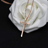 Collier croix femme 18 carats or rose rempli d’argent, longs et grands colliers croix maigres simples, idées pour sa mère, sa fille, sa sœur, sa femme 