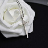 Collier croix femme 18 carats or rose rempli d’argent, longs et grands colliers croix maigres simples, idées pour sa mère, sa fille, sa sœur, sa femme 