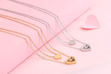 Love Heart Womens Necklace Stainless Steel Gold Plated Pendant Necklaces for Mom Inlay 5A Cubic Zirconia Personalized Moms Necklace with Kid’s Name