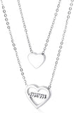 Love Heart Womens Necklace Stainless Steel Gold Plated Pendant Necklaces for Mom Inlay 5A Cubic Zirconia Personalized Moms Necklace with Kid’s Name