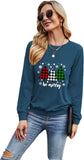Women Be Merry Shirt Long Sleeve Buffalo Plaid Christmas Blouse
