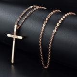 Collier croix femme 18 carats or rose rempli d’argent, longs et grands colliers croix maigres simples, idées pour sa mère, sa fille, sa sœur, sa femme 