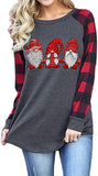 Damenmode Lange karierte Gnomies Bluse Weihnachtsshirt