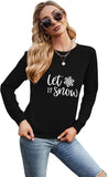 Women Let It Snow Long Sleeve Shirt Snowflake Christmas Blouse