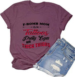 Women F-Bomb Mom with Tattoos Pretty Eyes and Thick Thighs T-Shirt