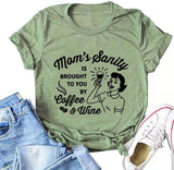 La santé mentale des mamans des femmes vous est apportée par Coffee &amp; Wine T-Shirt drôle