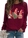 Women Christmas Gnomes Sweatshirt Long Sleeve Christmas Tree Shirt